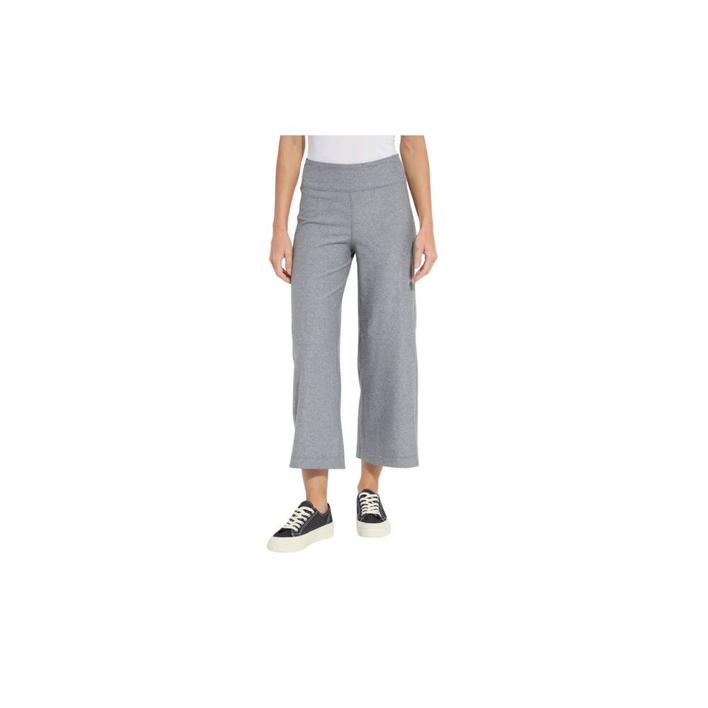 NEW LYSSE women's jovie reversible wide leg crop jogger in true navy/grey melang